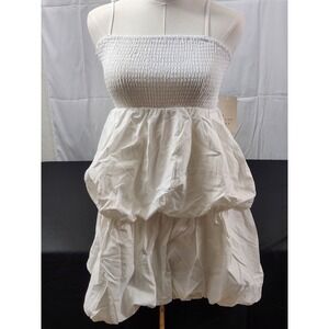 A New Day White Mini Tiered Bubble Dress Spaghetti Straps Smocked Size XS NWT